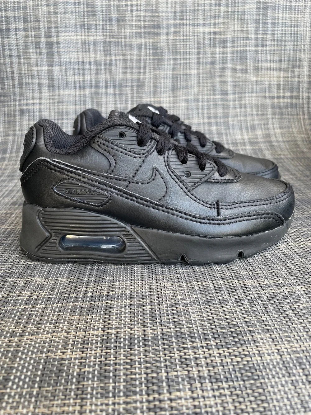 Nike Air Max 90 LTR Toddler Sneakers all-black leather Shoes size 10.5